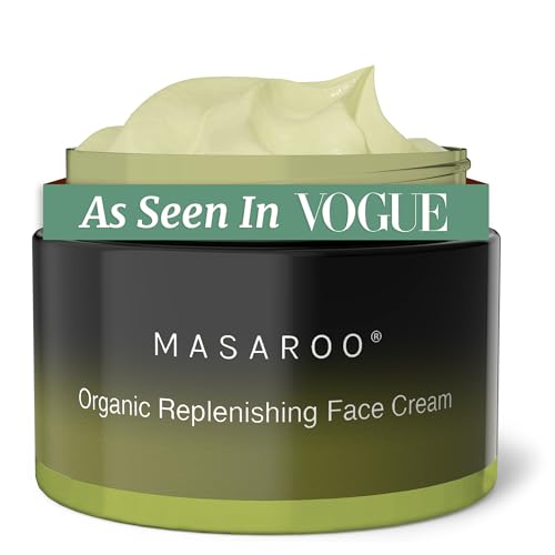 Masaroo Organic Face Cream & Face Moisturiser: Natural Moisturiser Face Women & Men - Face Cream Women for Day & Night - Anti Aging Cream with Vitamin C, E & Natural Collagen, 100g