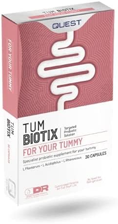 Quest Tum Biotix Gut Health Probiotics Supplements & Balance Gut Flora. 2 Billion CFU Helps Restore Gut Friendly Bacteria. Vegan Multi Strain Probiotic Digestive Supplement (30 Capsules)