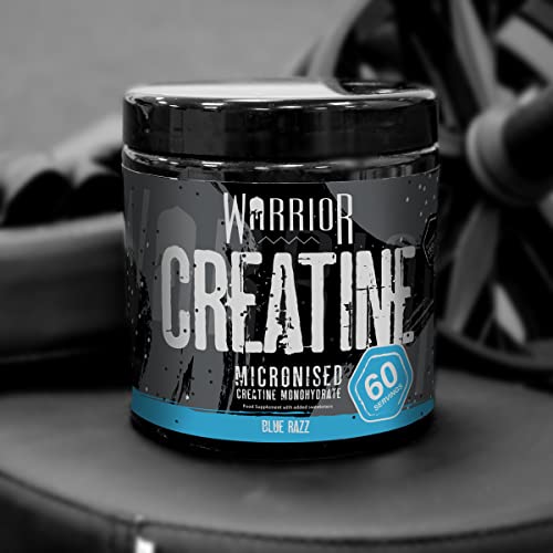 Warrior Creatine Monohydrate Powder – 300g – Micronised for Easy Mixing and Consumption – 100% Pure Creatine – Proven to Improve Physical Performance & Recovery, 60 x 5g Servings, Blue Raspberry