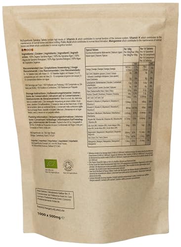 Spirulina Tablets | Organic | 1000x500mg | Natural Immune System Booster | MySuperfoods