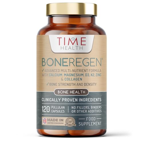 Bone Regen® – Osteo Support – Bone Strength, Density & Fracture Repair – with Calcium, Magnesium, Vitamin D3, K2, Zinc & Collagen – Clinically Proven Ingredients – GMP – UK Made Supplement