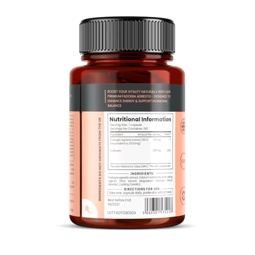 Pureclinica Double Strength Premium Fadogia Agrestis - 2500mg x 180 Capsules - 6 Months Supply
