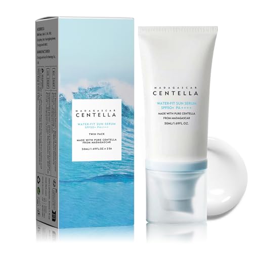 Pothenika Centella Sunscreen SPF 50, Hydrating Centella Serum Suncream with Broad Spectrum UV Protection, Refreshing Water-Fit Face Moisturiser SPF 50 Pa++++, Soothing Skincare Sun Serum 50ml