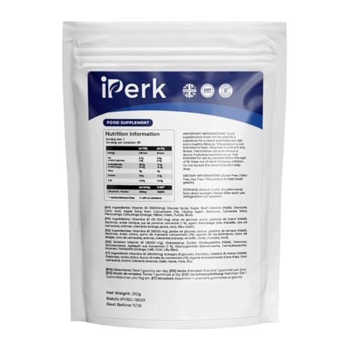 iperk Vitamin B1 Gummies - Delicious Support for Daily Energy 90 Gummies 3-Month Supply | Made in The UK