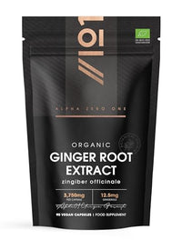 ALPHA01 Organic Ginger Extract 3,750mg - Potent 5% Gingerols (12.5mg) - 3 Months Supply - 90 Vegan Capsules