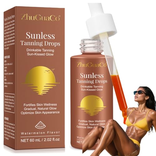 CLFJLXYX Drinkable Tanning Drops, 2025 New Tanning Drops Drink : Sunless Self-Tan to Enhance Natural Tone, Boost Melanin without The Sun Damage, All Skin Types, 60ml