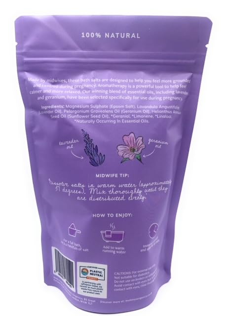 Mummy's Organics Pregnancy Epsom Bath Salts | Relaxing Lavender & Geranium Essential Oil Blend | Magnesium-Rich for Muscle Relief | Nurturing Self-Care Ritual | Made by Midwives | Eco-Friendly | 750g