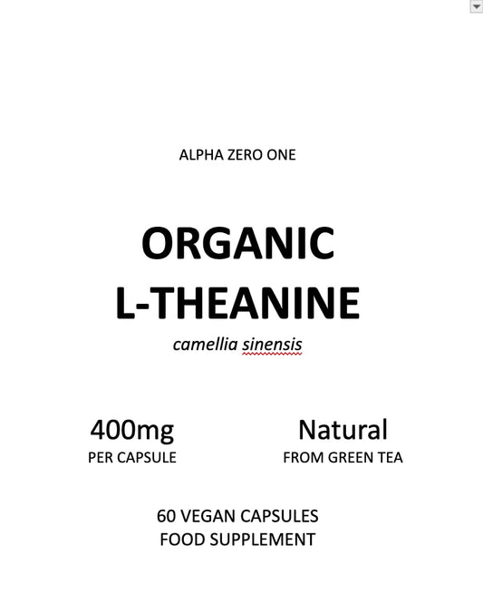 Organic L-Theanine 400mg from Green Tea Extract - 60 V Capsules (2 Months Supply) - High Strength Theanine Amino Acid Supplement - by Alpha01