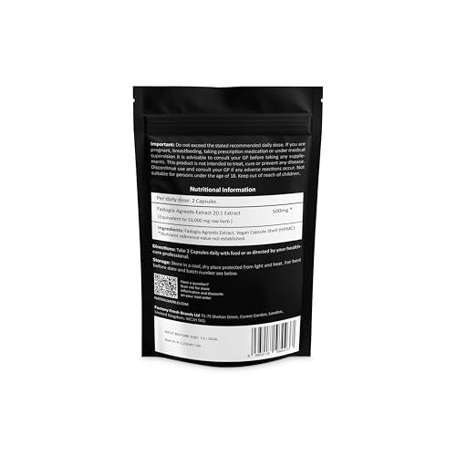Natral Fadogia Agrestis 10,000mg Equivalent - 120 Vegan Capsules | High Potency Natural Performance & Sports Supplement | Muscle Building & Recovery Support