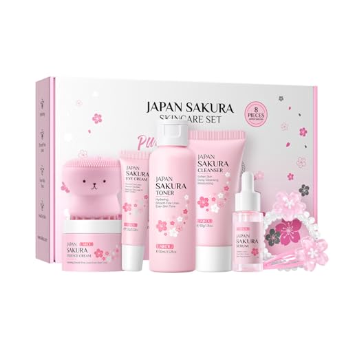 IZBEAUVO Sakura Skin Care Sets & Kits, Girls Pamper Set, Face Care Sets For Women, Teenage Girls Gifts - Japanese Skincare (500g, Saruka)