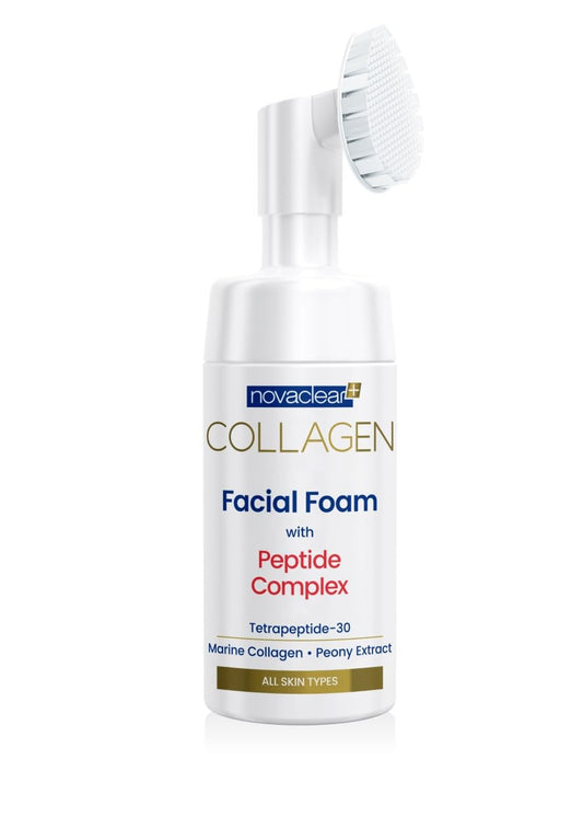 Novaclear Collagen Facial Foam with Peptide Complex, skin cleansing, firming, strong anti-oxidant, revitalizing, with Tetrapeptide-30, Marine Collagen, Peony Extract and Caviar extract 100 ml