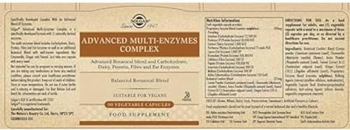 Solgar Advanced Multi-Enzymes Complex - 90 Vegetable Capsules Gold