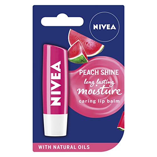 Nivea NIVEA Watermelon Shine Lip Balm (4.8g), Moisturising Lip Balm Stick with Organic Jojoba Oil Softens & Adds Shine, 24h Hydration, Nourishing Lip Care
