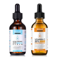 ELBBUB Vitamin C Serum 20% and Hyaluronic Acid Serum for Face, Anti-Aging, Brightening, Hydrating, Wrinkle Reduction, Dark Spot Corrector, Day & Night Skincare Set