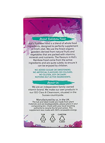 Kid's Rainbow Food | Organic Whole Food Multivitamin for Children | 100g Vegan Drink Powder | Ideal for Children | G&G Vitamins