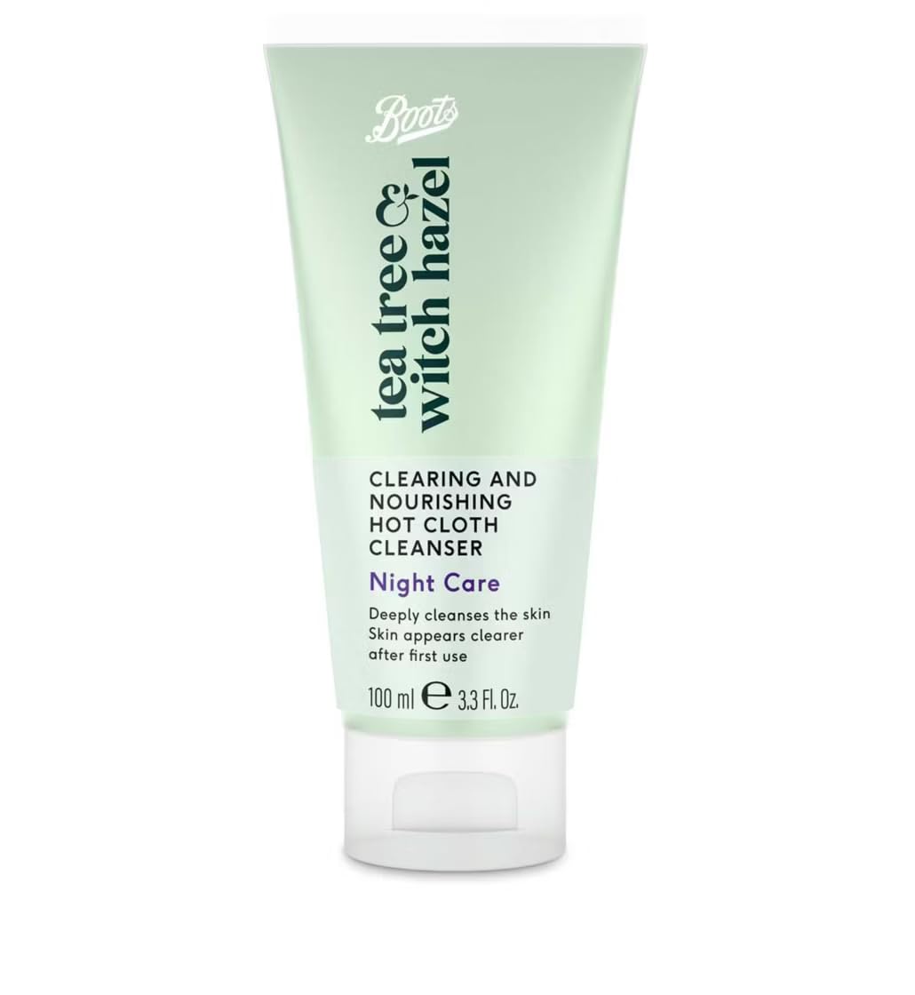 Tea Tree & Witch Hazel Night Care Hot Cloth Cleanser, Clearing and Nourishing, 100 ml