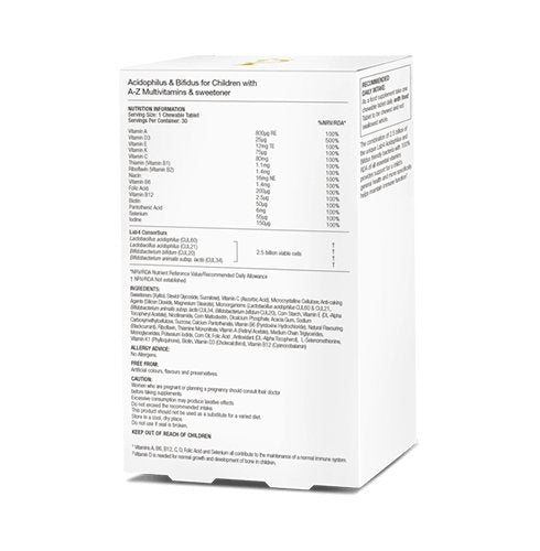 Proven Probiotics Acidophilus & Bifidus with A-Z Multivitamins for Children - Friendly Bacteria with Multinutrients