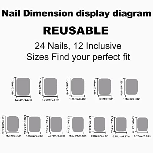 JUSTOTRY 24 Pcs Peach Pink Solid Short False Nails Square Pattern,Glossy Press on Nails, Fake Nails Medium,Reusable Squoval Stick on Nail for Women and Teens Nail Art