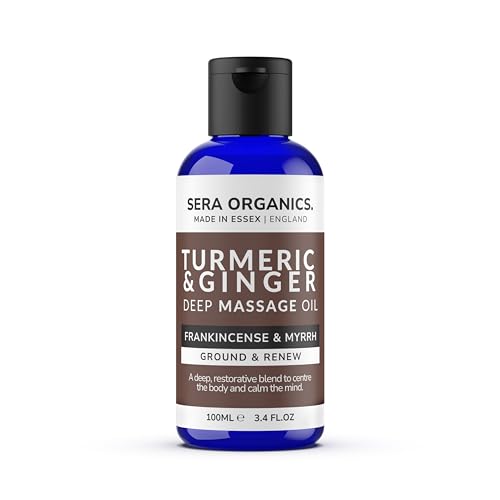 Turmeric Massage Oil – Natural Body Oil with Ginger, Frankincense & Myrrh │ Deep Tissue Massage Oil for Stress, Relaxation & Mindfulness │ 100ml by Sera Organics