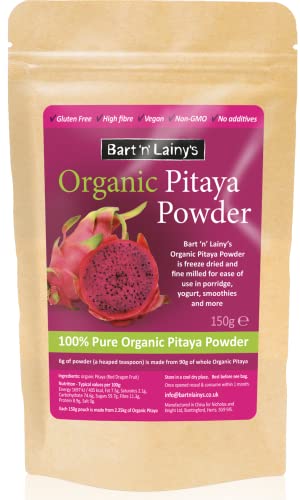 Organic Pitaya Powder, Bart 'n' Lainy's 100% Pure Organic Pitaya Powder aka red Dragon Fruit Powder 150g
