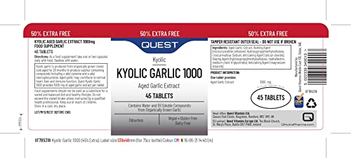 Quest Kyolic Garlic 1000mg 45 Tablets (Pack of 3)