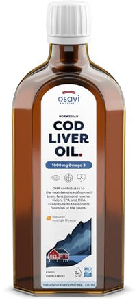 Osavi Norwegian Cod Liver Oil, 1000mg Omega 3 (Orange) - 250 ml.