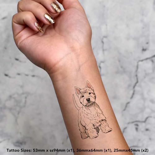 Azeeda 4 x 'Proud Westie Dog' Temporary Tattoos - Water Resistant, Skin-Safe, Non-Toxic Transfers, Mixed Sizes (TO00074528)