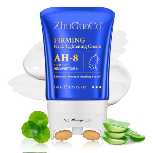 MASAIGGE Ah-8 Firming Neck Cream, Tighten And Lift Neck Cream with Double Roller Massage, Anti Aging Tightening Cream, Reduce Wrinkles Fine Lines And Double Chin, Firm And Lift Sagging Skin