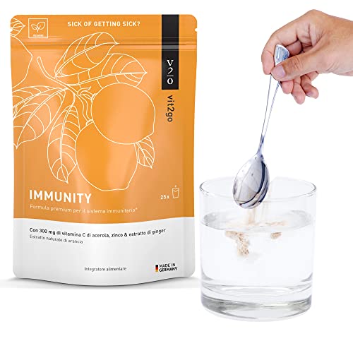 Vit2go Immunity - Booster with Vitamins (A, B, C, D & K), Vitamin C Zinc & Ginger Extract, Immune System Complex, Vegan Supplement Made in Germany (25)