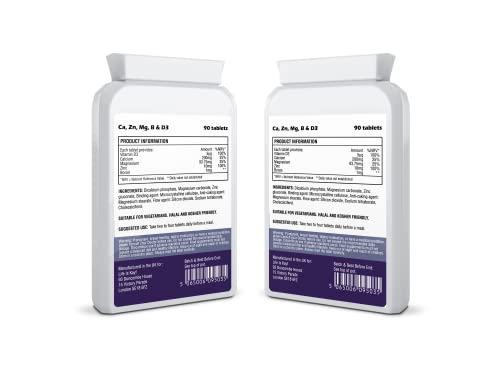 ErexOn Calcium, Zinc, Magnesium, Boron & D3 Tablets 90 Tablets - Good for Bones, Nails, Hair and Joints