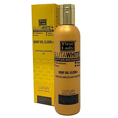FIRST LADY GLUTAWHITE First Lady Glutawhite+ Egyptian Skin Brightening Elixir+ Body Oil 200ml with L- Glutathione, Papaya, Carrot, Vitamin E
