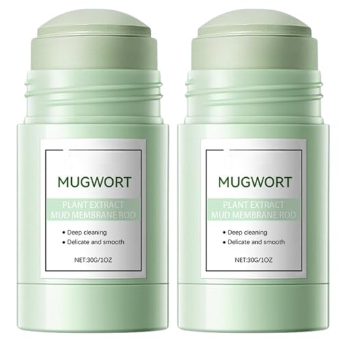 TBeautfave 2PCS Clay Mugwort Mask Stick for Face, Deep Cleansing Face Masks with Mugwort Essence, Korean Kaolin Clay Mask For Blackheads and Pores