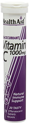 HealthAid Vitamin C Blackcurrant Flavour Vegetarian Effervescent 1000mg 20 Tablets, Pack of 3