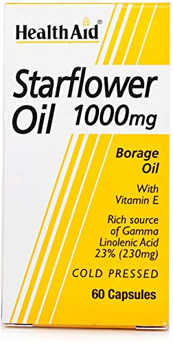 HealthAid Starflower Oil 1000mg (23% GLA) - 60 Capsules (Packing May vary).