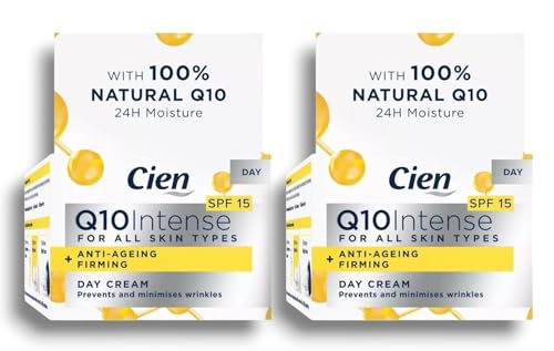 2x Cien - Lidl | Q10 Intense | Day Cream - SPF 15 | Anti Ageing Firming | Prevents & Minimises Wrinkles | 50mL Each