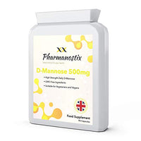Pharmanostix D-Mannose 500mg Per Capsule – High Strength Daily Serving (1500mg) – 90 Vegan Friendly Capsules (Not Tablets) – 100% Natural Premium D Mannose – Suitable for Vegans – Made in The UK