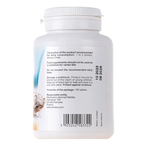 Aliness Calcium from Oyster Shells with Vitamin K2 MK-7 and D3, 100 Tablets