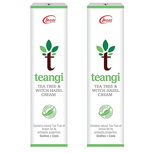 2 x Teangi Tea Tree and Witch Hazel Cream 28g, Soothing and Calming Treatment for Irritated Sensitive Skin with all Natural Ingredients