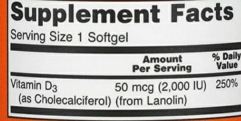 Generic Vitamin D-3, 2K IU, Non-GMO, Gluten-Free 120 Softgels