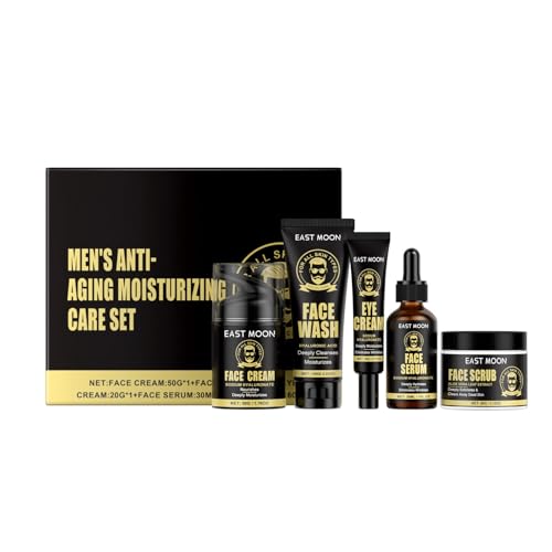 Lumiter Men's Anti-Ageing Skincare Set, 5-Piece Mens Skin Care Sets & Kits, Mens Facial Kit with Face Wash, Scrub, Serum, Face Cream, Eye Cream