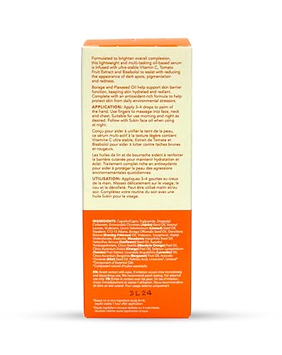 Sukin - Natural Actives Brightening Serum - Natural Face Serum with Ultra Stable Vitamin C - Skin Care, Vitamin C Serum for Face, Face Care, Hydrating Serum, Vitamin C Serum, Sukin Serum - 25ml