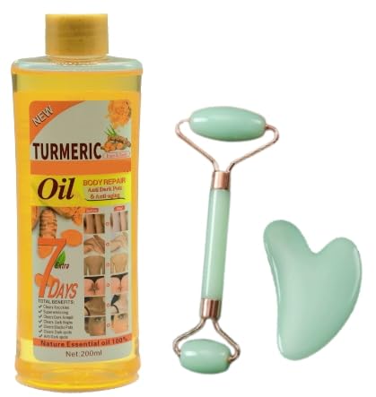 IZBEAUVO Turmeric Oil 200 ML, Turmeric MassageOil Ginger Oil Moisturizing Promote Blood Circulation, Turmeric Skin Relax for Hands, Neck, Back, Feet, and Leg