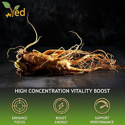 Ved Ginseng Liquid Food Supplement (500 ml) - with Siberian & Panax Ginseng - Supports Energy and Vitality - for Improved Concentration.