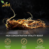 Ved Ginseng Liquid Food Supplement (500 ml) - with Siberian & Panax Ginseng - Supports Energy and Vitality - for Improved Concentration.
