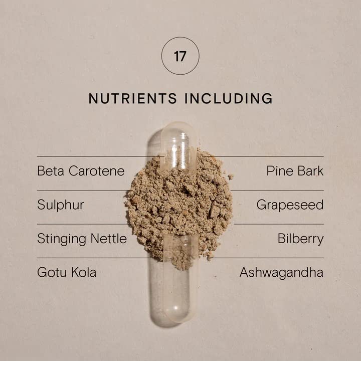 WILD NUTRITION Food-Grown® Skin Hair & Nails | Vitamin C to Promote Collagen Formation | No Added Fillers or Binders | Contains Zinc, Vitamin E, Biotin | 60 Capsules
