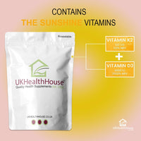 Vitamin D3 4000iu & K2 100ug (MK7) Vitamin D3 K2 Vegetarian Tablets Supports Normal Bones, Muscles, Teeth, Immune System Cholecalciferol Menaquinone-7 (60 tabs)