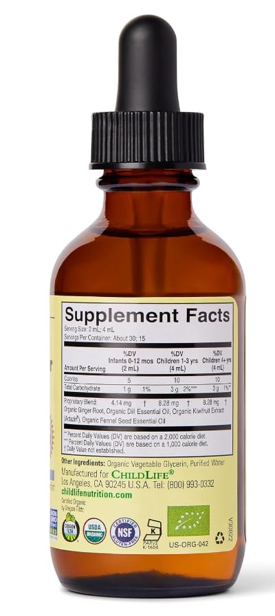 Generic Child Life's Organic Gripe Water for Babies and Newborns, Gluten-Free, 59ml