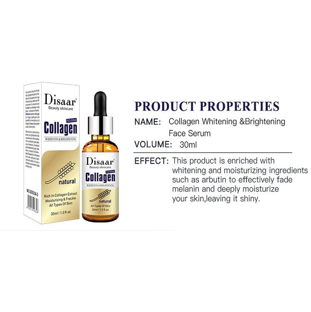 DISAAR BEAUTY Pure Collagen Whitening Brightening Anti-Wrinkle Anti Aging Face Serum Sensitive Skin Moisturizing Freckle Replenish Water 30ml
