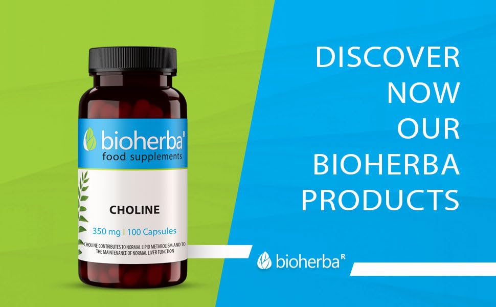 Choline 350 mg – 100 Capsules by BIOHERBA | Nutrient for Lipid Metabolism and Cellular Function