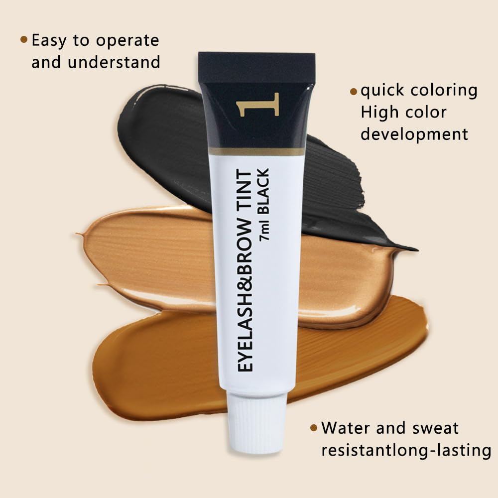 NatrLuxe Black Eyebrow & Eyelash Tint Kit – Long-Lasting 8-Week Color, Waterproof & Smudge-Proof. Mild Formula For Sensitive Skin. Instant Full Brows & Luscious Lashes. Easy Application, 14ml
